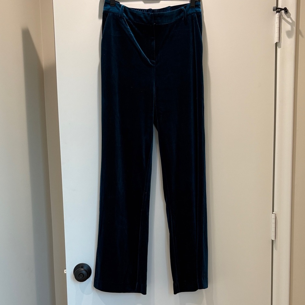 Avara Velvet High Rise Trouser | Teal Blue | Medium